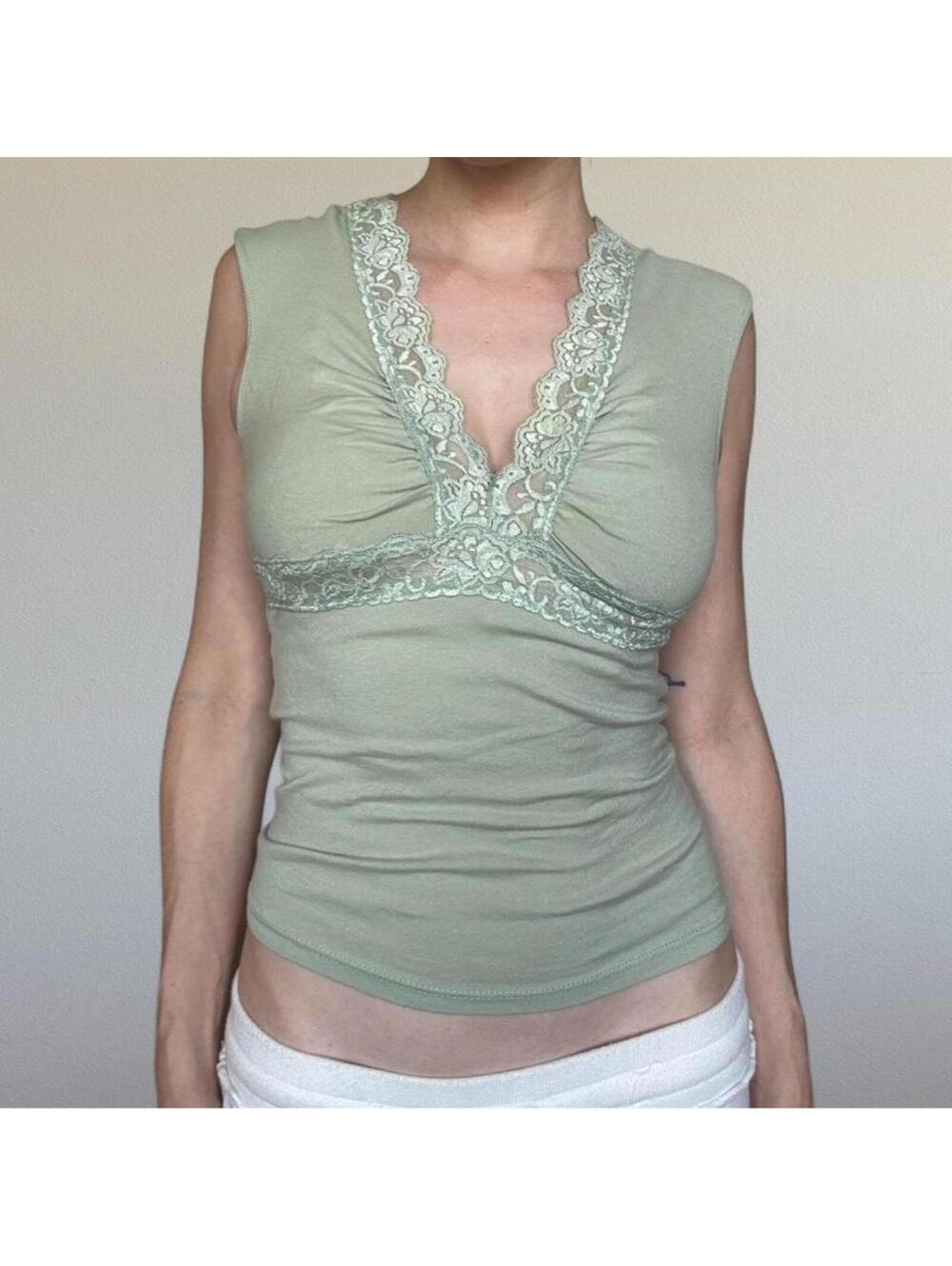 Y2K Sans Souci lace trim top Sz. S